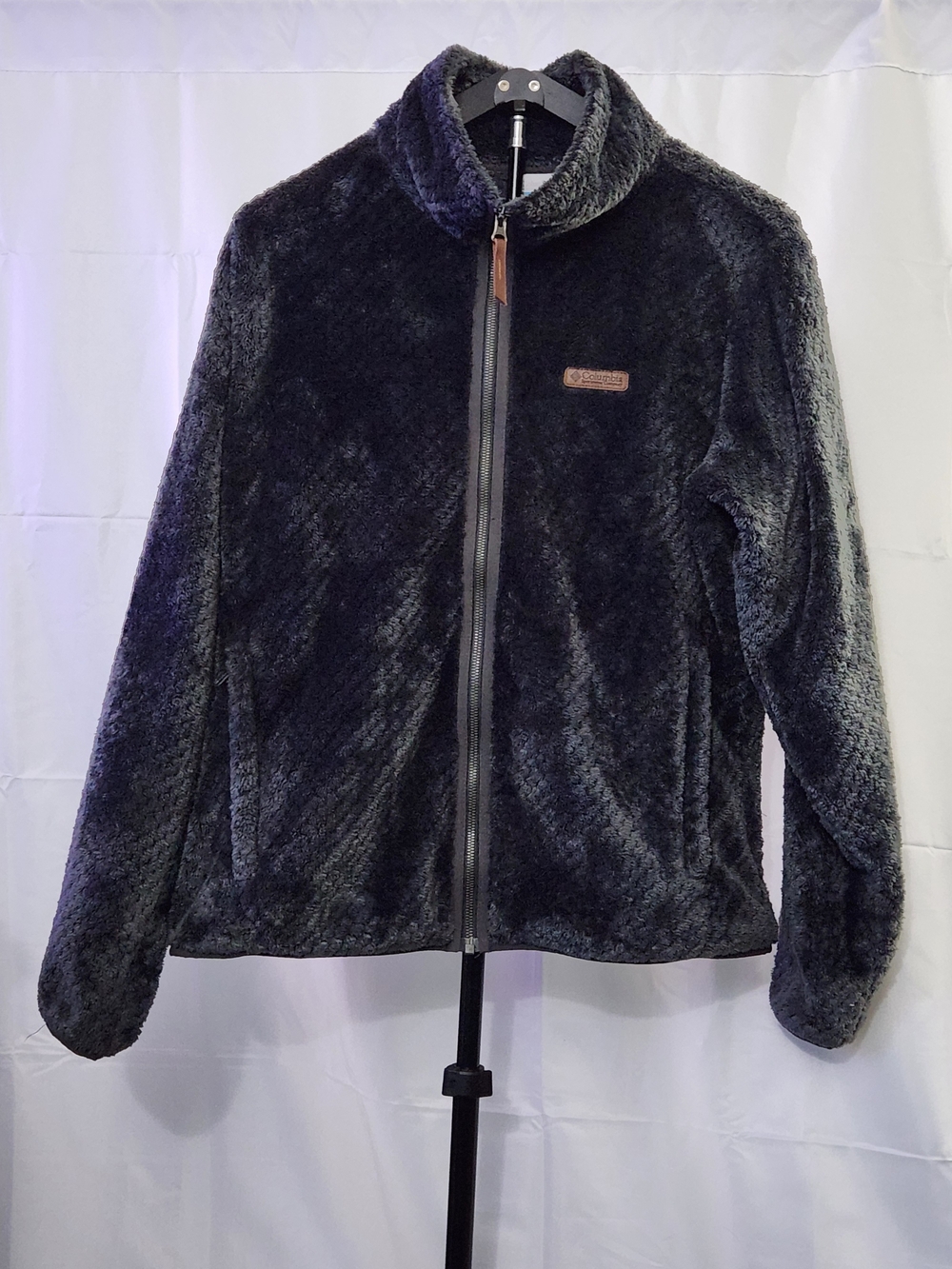 Columbia Fireside Sherpa Women's Charcoal Gray Teddy Zip-Up Jacket Plush Fleece